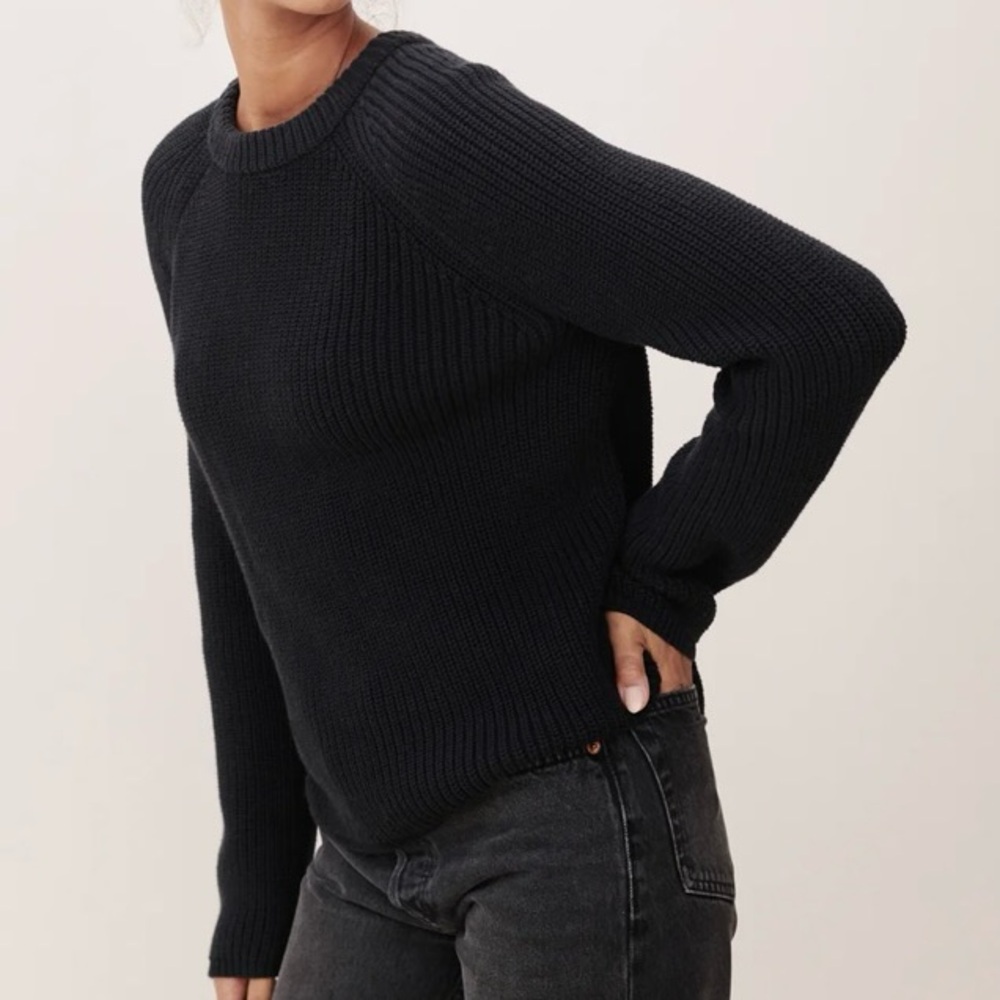 Classic Black Women's Fisherman Sweater by Jenni Kane size medium